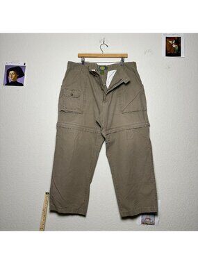VTG Cabelas Cargo Men 42x28 Pant Carpenter Khaki Utility Tech Gorp Convertible
